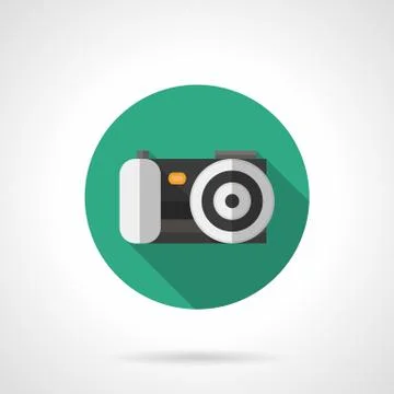 Digital camera round flat color vector icon Stock Illustration