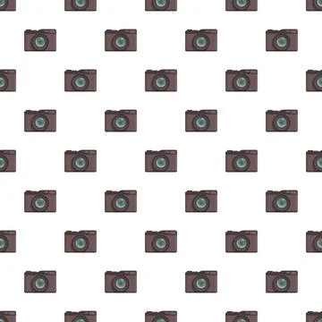Digital camera seamless pattern on white background Stock Illustration