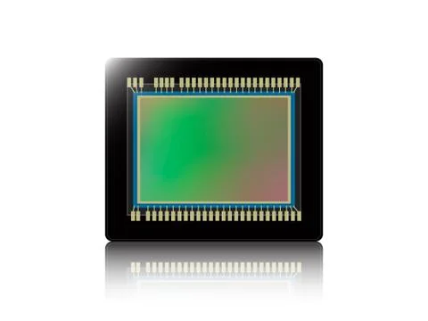 Digital camera sensor with reflection on white isolated background. Vector イラスト素材