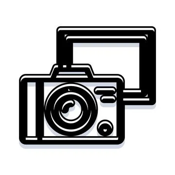 Digital camera shooting an image frame icon Stock Illustration