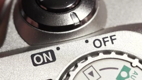 Digital Camera On Off Switch Toggled Repeatedly Close Up Stock Footage 332973534
