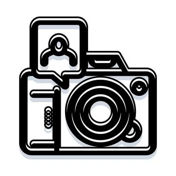 Digital camera taking portrait icon for profile Stock Illustration