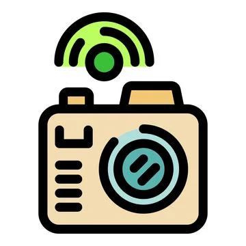 Digital camera transmitting photos via wireless connection Stock Illustration