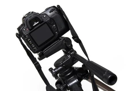 Digital Camera On Tripod Stock-Fotos