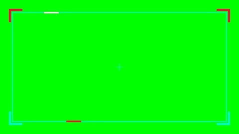 Digital camera viewfinder frame overlay on a vibrant chroma key green screen Stock Footage 340904271