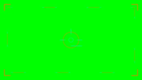 Digital camera viewfinder overlay with central crosshair on green background Stock Footage 340264829