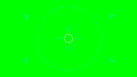 Digital camera viewfinder overlay with central hexagon target on green screen Stock Footage 340264977