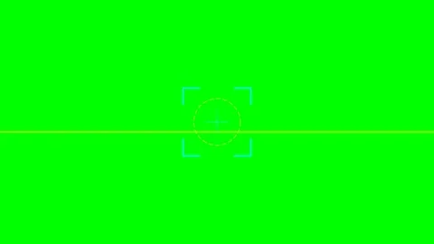 Digital camera viewfinder overlay with focus circle on bright green screen Stock Footage 340902775