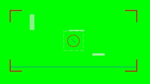 Digital camera viewfinder overlay with focus marker on a bright green screen Stock Footage 341839656