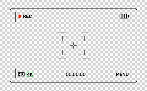 Digital camera viewfinder overlay with recording indicator and 4k settings Stock Illustration
