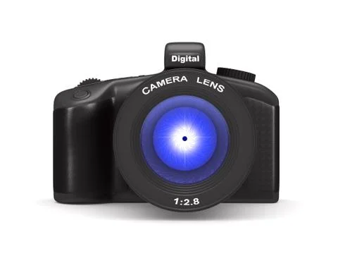 Digital camera on white background. Isolated 3D illustration Stock Illustration