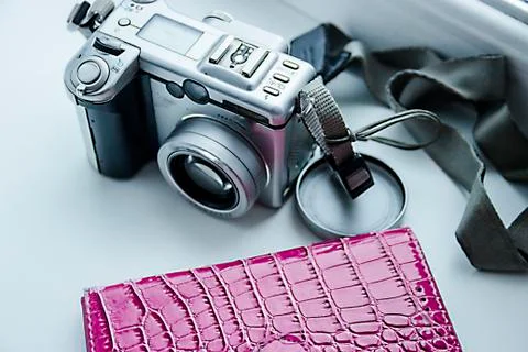 Digital camera on the windowsill Stock Photos