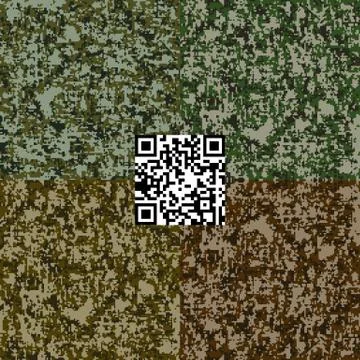 Digital camouflage four seamless patterns set. Classic woodland khaki colors  Stock Illustration