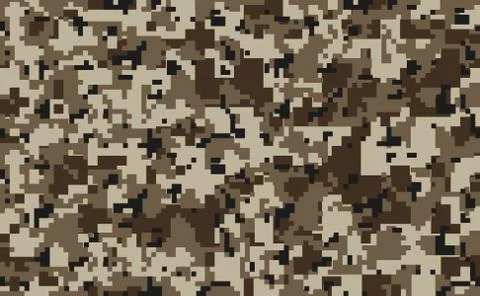 Digital camouflage seamless pattern. Desert color military camo. Vector Stock Illustration