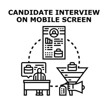 Digital candidate interview and recruitment process vector concept Stock Illustration