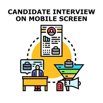 Digital candidate interview and recruitment process vector concept Stock Illustration