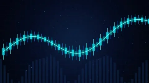 Digital candlestick chart motion graphic showing price fluctuations on dark.. Stock Footage 345838077