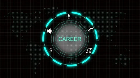 Digital career interface with world map background. Digital career for glob.. Stock Footage 337815385
