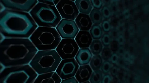Digital Cells. Rotation in the axis. Glow. Depth of field. Stock Footage 80091302