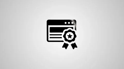 Digital certificate 3d icon animation showing website browser with badge on.. 库存影片 346496561