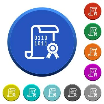 Digital certificate beveled buttons Illustrazione stock