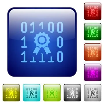 Digital certificate color square buttons 스톡 일러스트