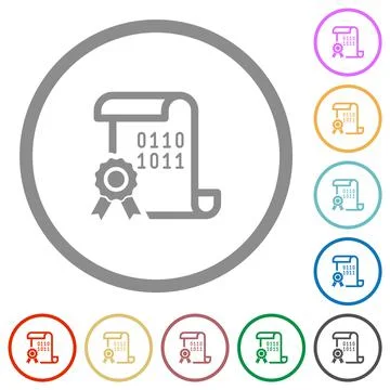 Digital certificate flat icons with outlines Illustrazione stock
