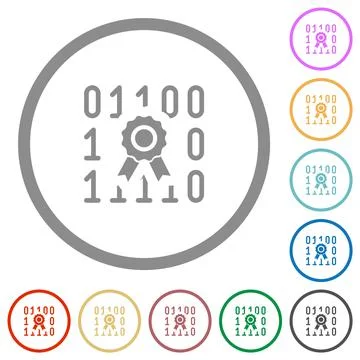 Digital certificate flat icons with outlines Illustrazione stock