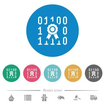 Digital certificate flat round icons Stock Illustration