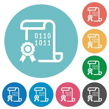 Digital certificate flat round icons Illustrazione stock