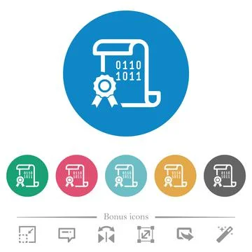 Digital certificate flat round icons Illustrazione stock
