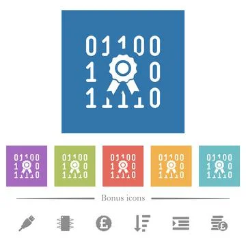 Digital certificate flat white icons in square backgrounds Illustrazione stock