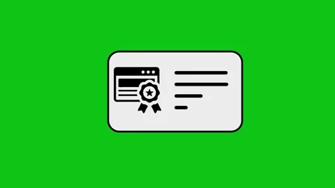 Digital certificate icon animation appearing on card with checklist motion .. Stock Footage 346496622