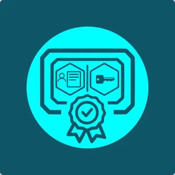 Digital Certificate - Identity Riveted to Public Key, Stamped by Authority Stock Illustration