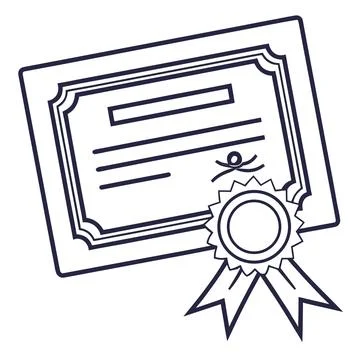 Digital Certificate Line Icon Vector Representing Graduation Award Stock Illustration