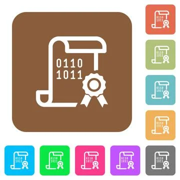 Digital certificate rounded square flat icons 스톡 일러스트