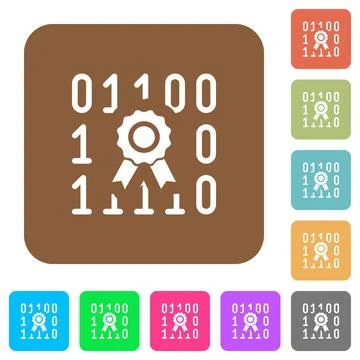 Digital certificate rounded square flat icons 스톡 일러스트