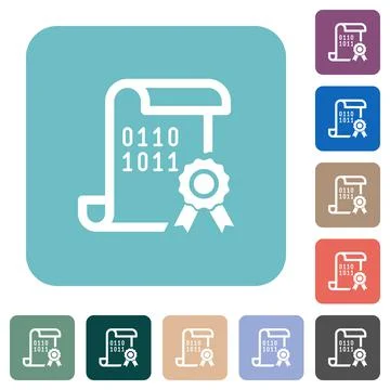 Digital certificate rounded square flat icons Stock Illustration