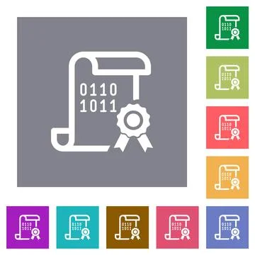 Digital certificate square flat icons Illustrazione stock