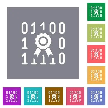 Digital certificate square flat icons 스톡 일러스트