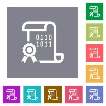 Digital certificate square flat icons Illustrazione stock