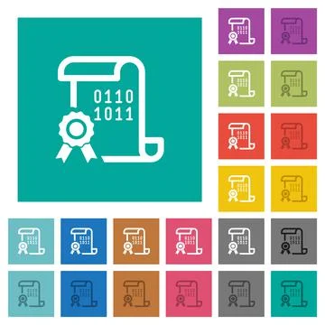 Digital certificate square flat multi colored icons 스톡 일러스트