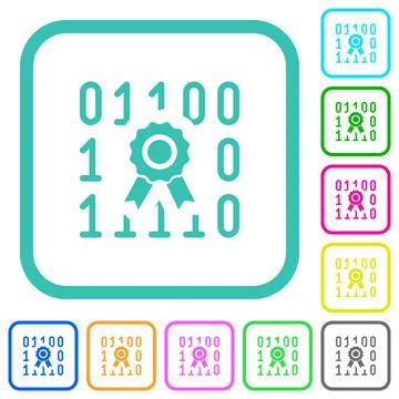 Digital certificate vivid colored flat icons Illustrazione stock