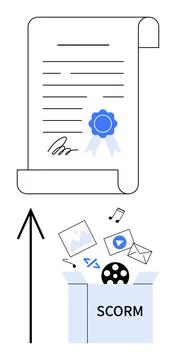Digital Certification and Multimedia SCORM Package Creation Concept with Up.. Stock Illustration