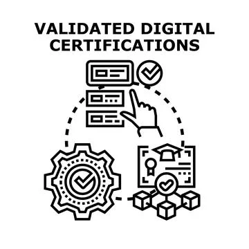 Digital certification validation process and online education credentials Stock Illustration