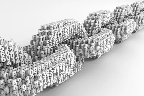 Digital Chain Of Interconnected 3D Numbers. Concept Of Blockchain イラスト素材