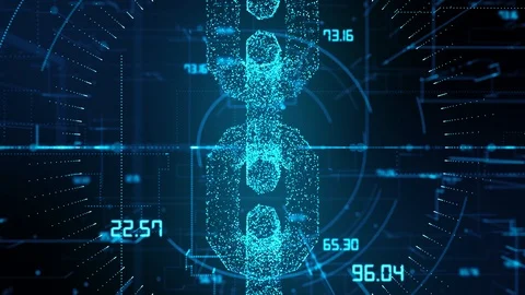 Digital chain link made out of particles for business networking contacts Stock Footage 107250147