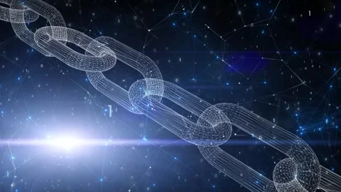 Digital chain rotation in cyber space loop network Stock Footage 343617392