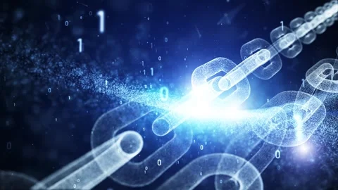Digital chain technology with binary code animation Stock Footage 337851815