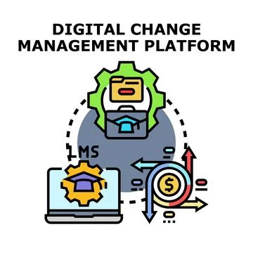 Digital change management platform implementing business transformation Stock Illustration